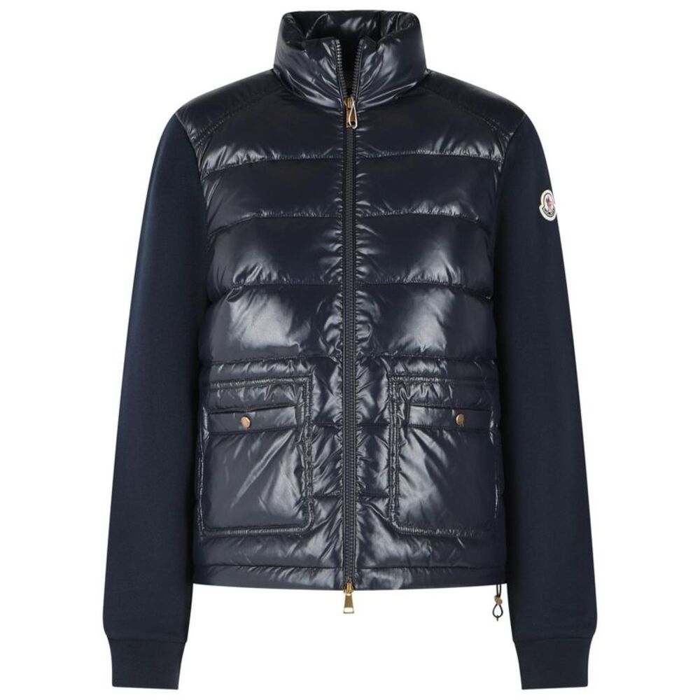 Moncler Blue Cotton Blend Padded Sweater Women